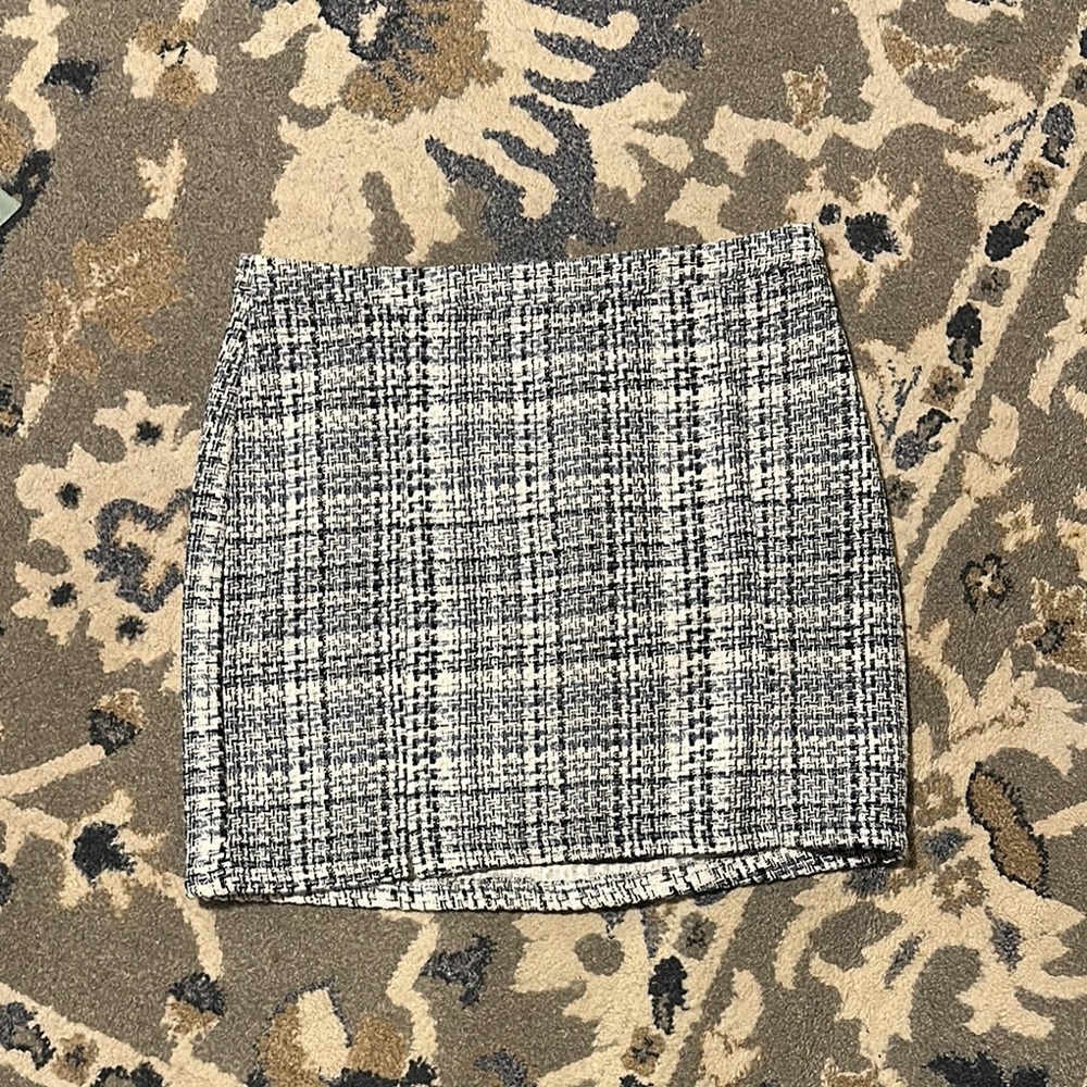 Classic Black and White Tweed Skirt